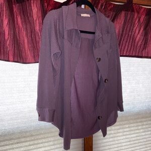 Purple Ribbed Cardigan